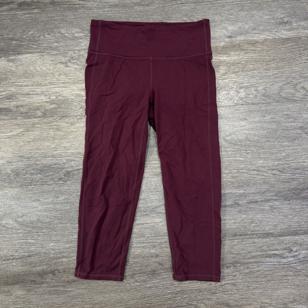Athleta Capri Leggings Womens Small Burgundy Cropped Yoga Workout Pants
